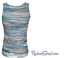 Load image into Gallery viewer, tank top with blue grey stripes by Toronto Artist Rachael Grad back view