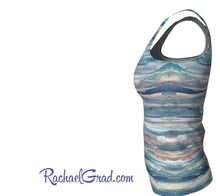 Load image into Gallery viewer, tank top with blue grey stripes by Canadian Artist Rachael Grad side view
