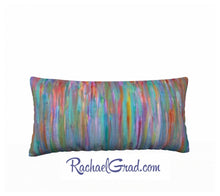 Load image into Gallery viewer, Pillowcase 24&quot; x 12&quot; with Teal Red Striped Art by Artist Rachael Grad