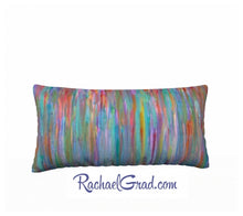 Load image into Gallery viewer, Pillowcase 24" x 12" with Teal Red Striped Art by Artist Rachael Grad