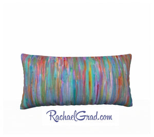 Pillowcase 24" x 12" with Teal Red Striped Art by Artist Rachael Grad