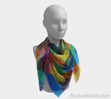 Load image into Gallery viewer, Dot Series 4 Square Scarf Yellow Turquoise-Square Scarf-rachaelgrad-rachaelgrad artsy abstract colorful artwork multicolor