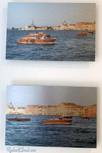 Load image into Gallery viewer, Basilica & Boats in Redentore Venice Italy Artwork Set by Artist Rachael Grad front view