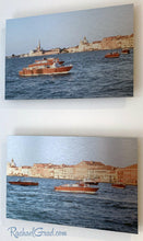 Load image into Gallery viewer, Basilica & Boats in Redentore Venice Italy Artwork Set by Artist Rachael Grad side view