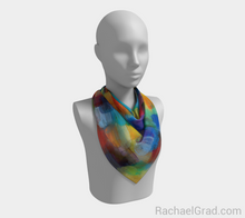 Load image into Gallery viewer, Dot Series 6 Square Scarf Yellow Turquoise-Square Scarf-rachaelgrad-rachaelgrad artsy abstract colorful artwork multicolor
