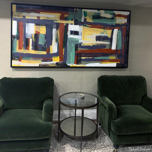 Large Abstract Art Commission Installed in Toronto Living Room