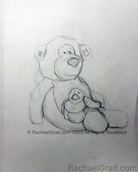 Teddy Bear & Toy Bird Drawings
