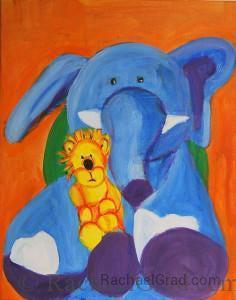 Toy Elephant and Lion Drawings & Paintings
