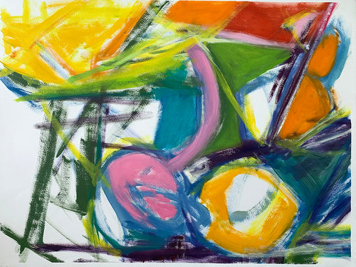 Mommy Mayhem Pink Elephant Abstracted painting by Rachael Grad