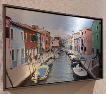 Load image into Gallery viewer, Colourful houses Murano Italy framed artwork by Rachael Grad