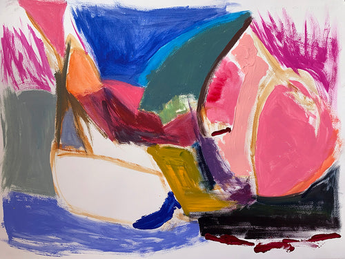 Painting - Mommy Mayhem: Pink Elephant Landscape Abstracted