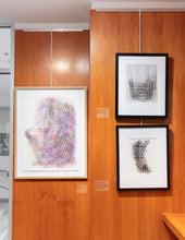 Load image into Gallery viewer, Motherhood Hit Me Like a Train, Grey Line #9 painting by Rachael Grad on view in gallery