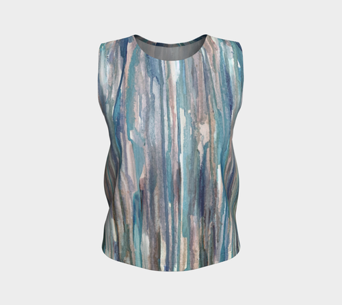 Blue faded lines tank top loose-Loose Tank Top (Regular)-Canadian Artist Rachael Grad