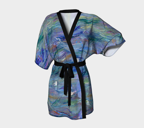 Kimono Robe - Blue Abstract Art-Kimono Robe-Canadian Artist Rachael Grad