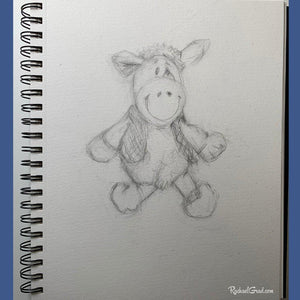 Toy Sheep Sitting Original Pencil Drawing by Toronto Artist Rachael Grad