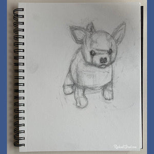 original pencil drawing on paper of toy dog by Artist Rachael Grad