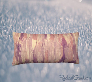 24 x 12 Pillow Case with Pink and Neutral Art by Artist Rachael Grad, back view