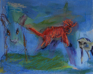 3 Animals Abstracted, Oil on Panel Painting, 2015 Rachael Grad Art