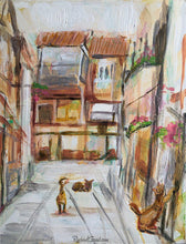 Load image into Gallery viewer, 3 alley cats in Venice Italy by Canadian Artist Rachael Grad