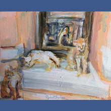 Load image into Gallery viewer, 3 cats in venice, italy original painting by Canadian artist Rachael grad RachaelGrad.com