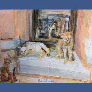 3 cats in venice, italy original painting by Canadian artist Rachael grad RachaelGrad.com