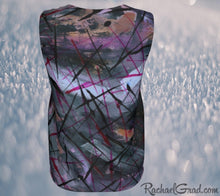 Load image into Gallery viewer, Tank Tops for Women in Black Purple Art by Toronto Artist Rachael Grad back view