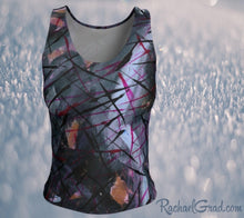 Load image into Gallery viewer, Fitted Tank Top in Black Abstract Art by Toronto Artist Rachael Grad front