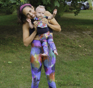 Baby Art Leggings by Toronto Artist Rachael Grad with Mom and Baby Girl Matching
