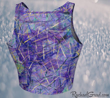Load image into Gallery viewer, Athletic Crop Top in Purple by Toronto Artist Rachael Grad back view