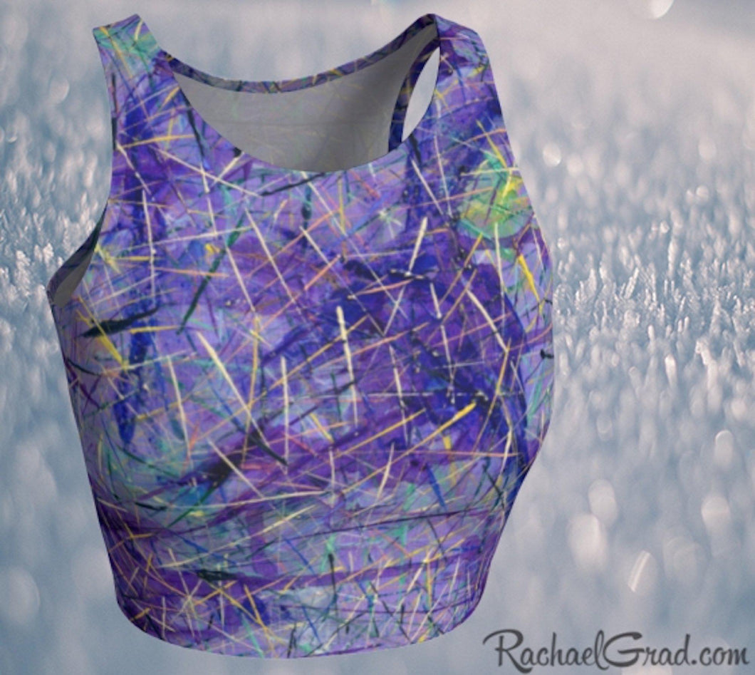 Athletic Crop Top in Purple by Toronto Artist Rachael Grad front view