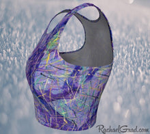 Load image into Gallery viewer, Athletic Crop Tops in Purple by Toronto Artist Rachael Grad side view