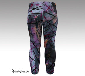 Baby Leggings | Black Abstract Art Clothes, back view,  by Artist Rachael Grad