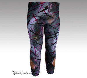 Baby Leggings | Black Abstract Art Clothes by Artist Rachael Grad