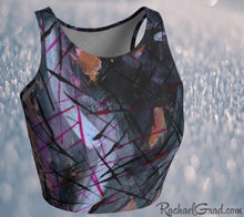 Load image into Gallery viewer, Black Athletic Crop for Women by Artist Rachael Grad front view
