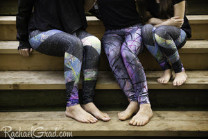 Black Leggings Tights Mom and Me Matching Set Max and Alex 3 on stairs by Artist Rachael Grad 
