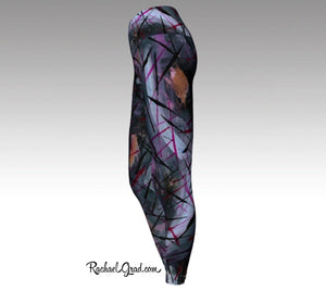 Black Abstract Art Yoga Leggings by Toronto Artist Rachael Grad