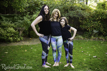 Load image into Gallery viewer, Black Leggings and Green Leggings Mommy and Me Artist Rachael Grad and mom and daughter