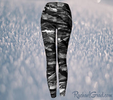 Load image into Gallery viewer, Black and White Leggings Pants by Toronto Artist Rachael Grad, elastic waist back