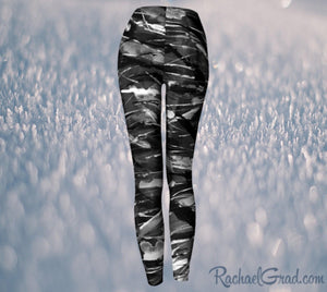 Black and White Leggings Pants by Toronto Artist Rachael Grad, elastic waist back