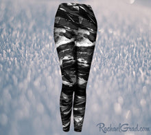 Load image into Gallery viewer, Black and White Leggings Pants by Toronto Artist Rachael Grad, elastic waist front view