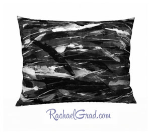 Black White Art Pillow, 26 x 20 Pillowcase Toronto Artist Rachael Grad back