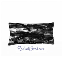 Load image into Gallery viewer, Pillowcase Black and White Brushstrokes 24 x 12 pillow by Rachael Grad back