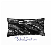 Load image into Gallery viewer, Pillowcase Black and White Brushstrokes 24 x 12 pillow by Rachael Grad front