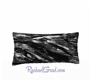 Pillowcase Black and White Brushstrokes 24 x 12 pillow by Rachael Grad front