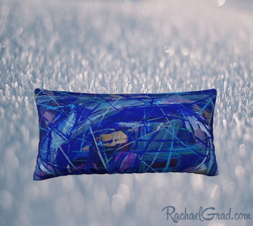 Blue Abstract Pillowcase 24 x 12 pillow by Toronto Artist Rachael Grad front