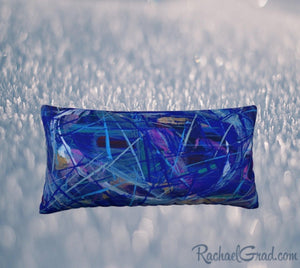 Blue Abstract Pillowcase 24 x 12 pillow by Toronto Artist Rachael Grad back