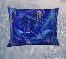 Load image into Gallery viewer, Pillowcase 26 x 20 Blue Abstract Art by Toronto Artist Rachael Grad back