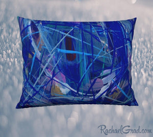 Pillowcase 26 x 20 Blue Abstract Art by Toronto Artist Rachael Grad front