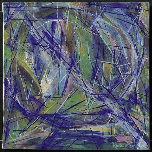 Blue Green Abstract Marks Painting by Toronto Artist Rachael Grad