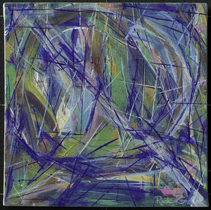 Blue Green Abstract Marks Painting by Toronto Artist Rachael Grad